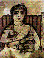 Isis with child Horus, fresco in Pompe, 20 bce